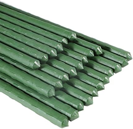 Garden Stakes, 48 Inch 4Ft Steel Plant Tomato Stakes, 25 Pack