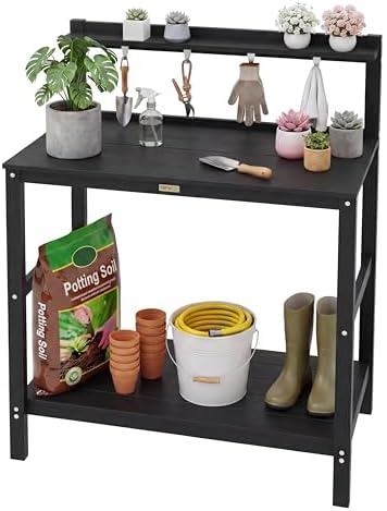 YEFU Potting Table, All-Weather Resistant,Black
