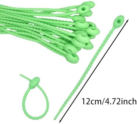 30pcs Silicone Self Locking Reusable Zip Ties for Fixing Bundling Organizing 4.7in Pastel Color Soft Cord Cable Strap Multi Purpose Twist Tie Clip for Garden Plant Home Kitchen Office (Green)