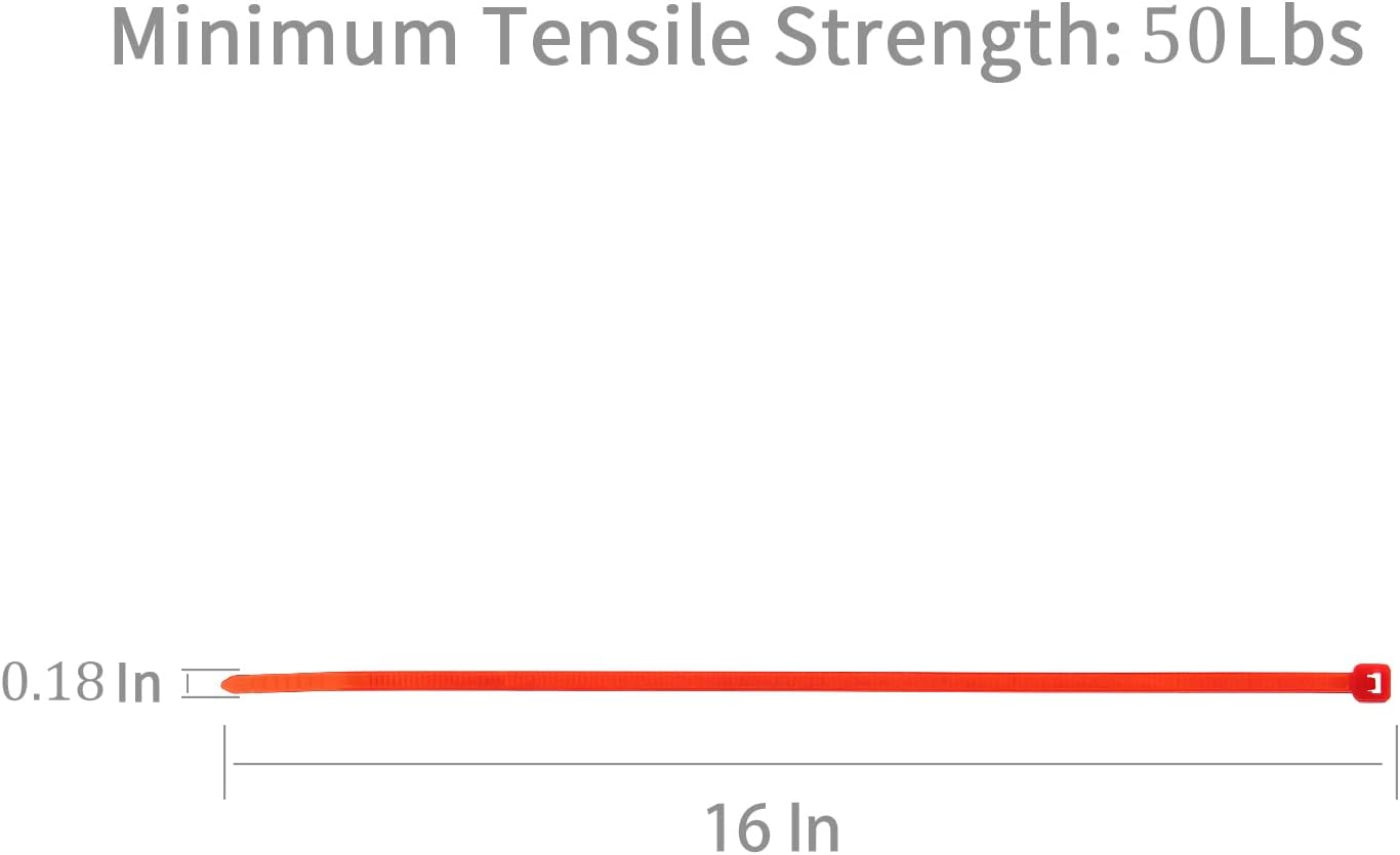 XINGO 100PCS Cable Zip Ties Heavy Duty, Premium Nylon Plastic Wire Ties with 50 Pounds Tensile Strength, Self-Locking Black Nylon Zip Ties for Indoor and Outdoor (16 inch, Red)