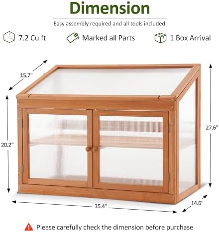 MCombo Wooden Cold Frame Garden Greenhouse Flower Planter 0160 (Orange)
