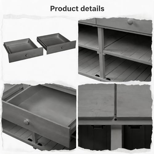 Outdoor Potting Bench with Storage Shelf and Cabinet, 65 in