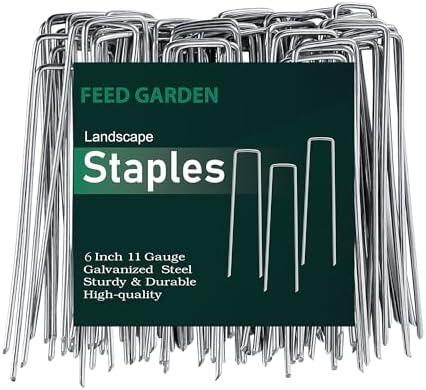 Landscape Staples 6 Inch 100 Pack, Galvanized Garden Stakes