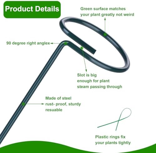 4 Pack Plant Support Stakes, 16/32 Inch Garden Stakes with 50 PCS Twist Ties, Plant Accessories for Indoor Outdoor Potted Tomato Vegetables Amaryllis Monstera Rose Peony Marigold