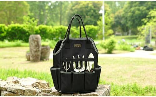 Garden Tool Bag | Heavy-Duty 16oz Waxed Canvas Garden Tool Tote with 8 Pockets | L9.5" x W6" x H15.5" | Tools Storage Bag for Gardeners, Portable Tool Organizer for Garden Essentials