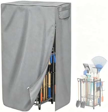 Garden Tool Organizer Cover Waterproof (Grey, 35"L x 22"W x 62"H)