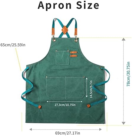 Tosewever Canvas Cross Back Chef Cotton Aprons for Men Women with Large Pockets