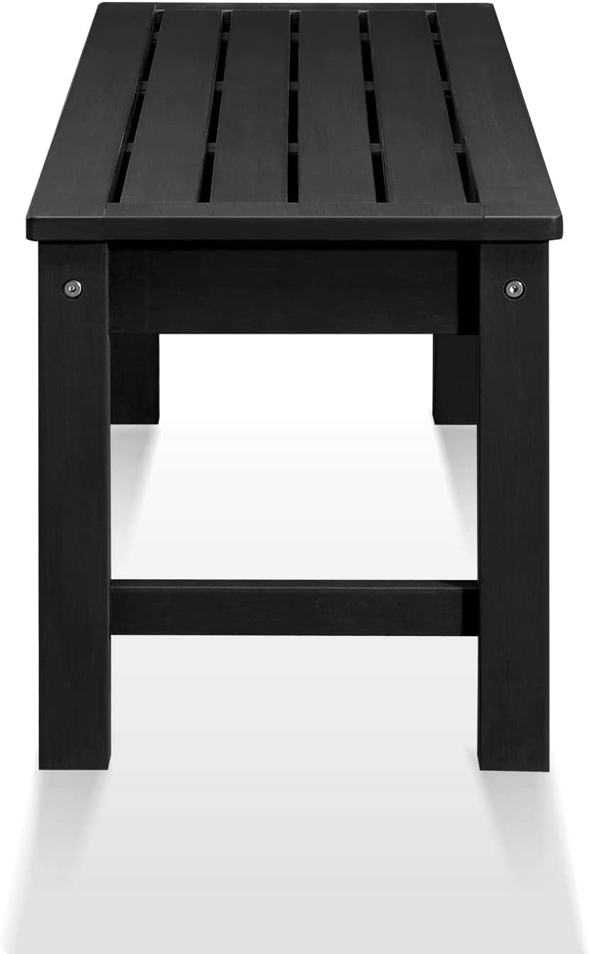 Psilvam Knight Bench Set of 2, Two Person Outdoor Poly Lumber Patio Backless Bench, Weatherproof Garden Bench That Never Rot and Fade, Suit for Church, School, Garden, Porch and Park (Black)