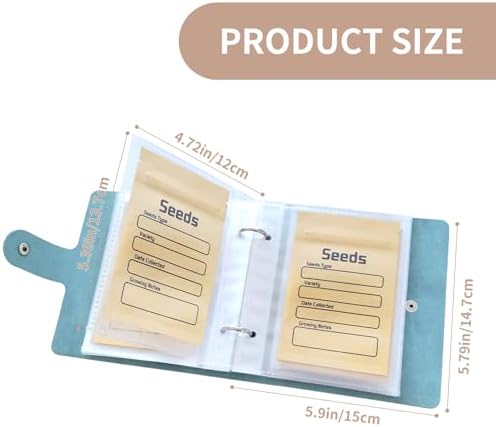 Seed Organizer Storage Binder with 50 PCS Resealable Seed Envelopes, Cyan