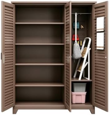 Outdoor Storage Shed with Lockable Doors, Large Tool Storage Shed, Brown