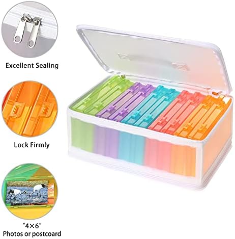 Gbivbe Photo Storage Bag 4x6, 10 Inner Large Photo Storage Box Photo Cases Store up to 1000 Photos, Photo Organizer Cards Craft Keeper with Handle for Photo Puzzles Cards Seed Packets, 5 Colors