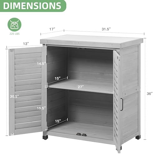Outdoor Storage Cabinet with Metal Tabletop, Cedar Wood Garden Workstation