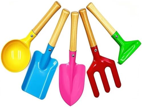 Gardening Tools Trowel, Rake, Shovel, Spoon, Fork for Kids Gardening Tools Best Outdoor Beach Sand Sandbox Toys for Kids Gift