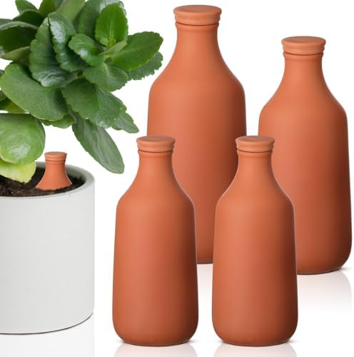 DoubleFill Ollas Terracotta Watering Pots, 10,16,24 oz, 4 Pcs