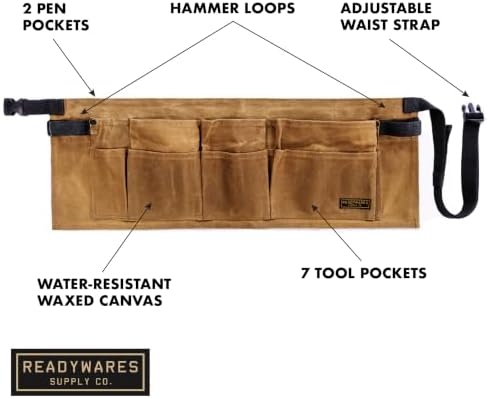 Readywares Waist Tool Apron - Carpenter Waxed Canvas Utility Apron Belt