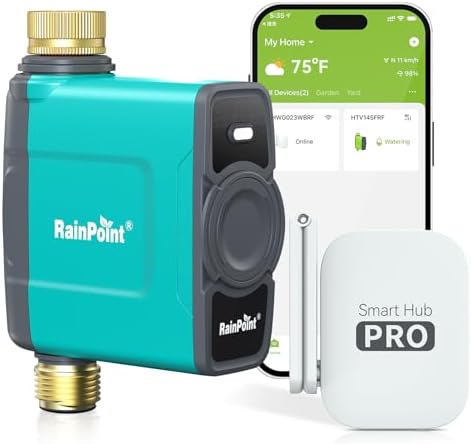 RAINPOINT WiFi Water Timer for Garden Hose, WiFi Sprinkler Controller, Smart Hose Timer Valve, Automatic Drip Irrigation System/Rain Delay for Garden/Lawn/Yard (Mint Green)