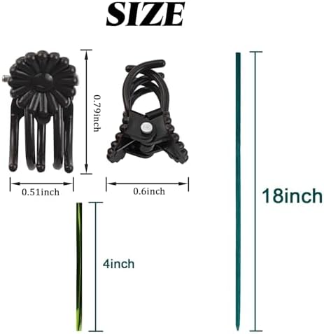 RONYOUNG 100 Pieces Green Bamboo Plant Stakes with 100 Pieces Orchid Clips and 100 Metallic Twist Ties for Supporting Stems Vines Stalks Grow Upright
