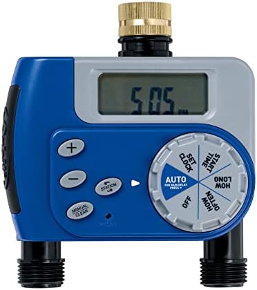 Orbit Programmable Digital Hose Watering Timer - 2 Outlet - Battery Powered - with LCD Screen - Built-in Rain Delay - Water-Resistant - 27133 (Brass 2 Outlet)