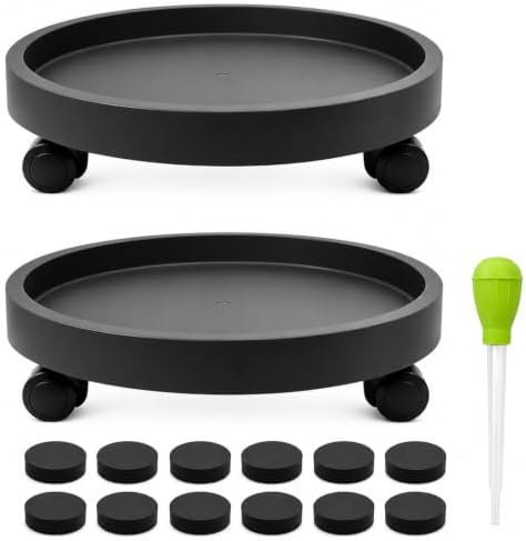 2 Pack 14" Plant Caddy with Wheels, Heavy Duty Rolling Plant Stand Dolly