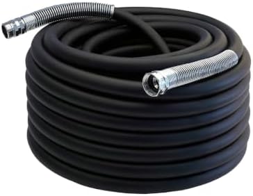 Guitrees 2026 Upgraded Garden Hose 100FT x 5/8", Heavy Duty Rubber Water Hose with Five Layered Braiding, Swivel male and female Nickel-plated Brass Fittings, 1000PSI Burst, 300PSI Working (Black)