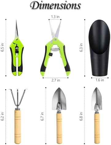 Josteve 5Pcs Succulent Tools Mini Garden Small Gardening Tools Indoor, Pruning Shear Gardening Scissors, Hand kit for Bonsai, Cactus, Fairy, Houseplant of Transplanting, Repotting, Seedling Soil