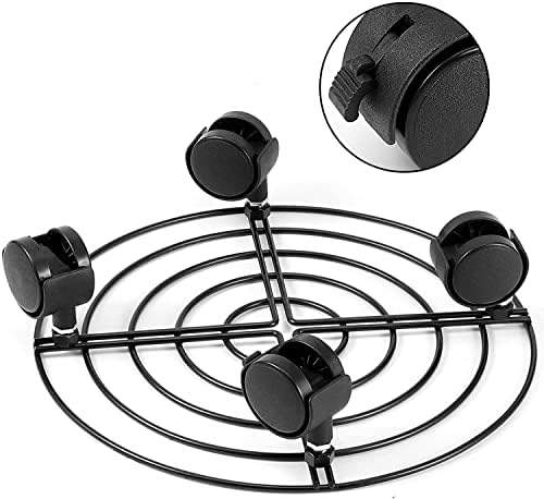 ZOENHOU 4 PCS 10.6 Inches Round Plant Caddy with Wheels, Metal Rolling Plant Stand Dolly Base for Indoor Outdoor Patio Garden, Black