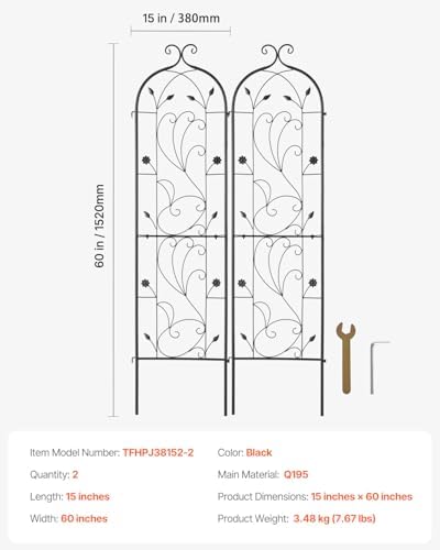 VEVOR Garden Trellis for Climbing Plants, Rose Trellis Cucumbers Support