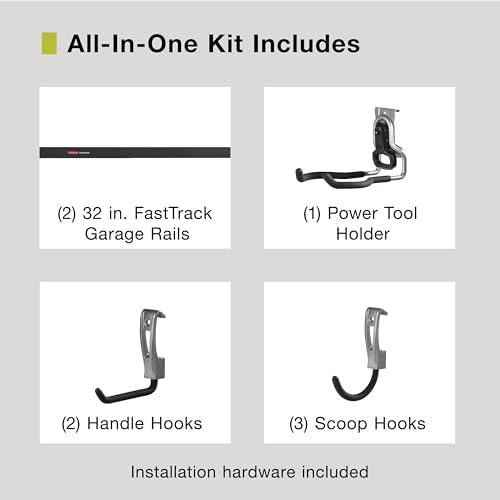 Rubbermaid FastTrack Garage Wall-Mounted Storage System, 8-Piece Kit