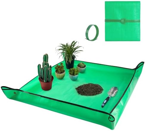 HNXTYAOB Extra Large Waterproof Potting Mat for Indoor Plants Transplanting and Dirt Control, Square Repotting Mat Portable Succulent Potting Tray Gardening Gift for Plant Lovers (39.5"x39.5")