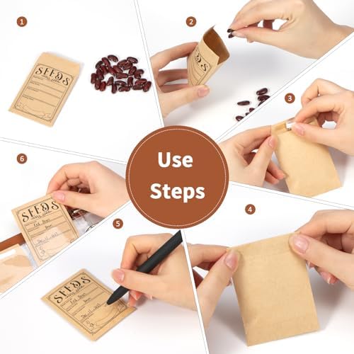 Garden Seed Storage Organizer Binder - 150 Resealable Seed Envelopes Brown Shell with 40 Sheet Protectors for Efficient Seed Packet Organization - Brown