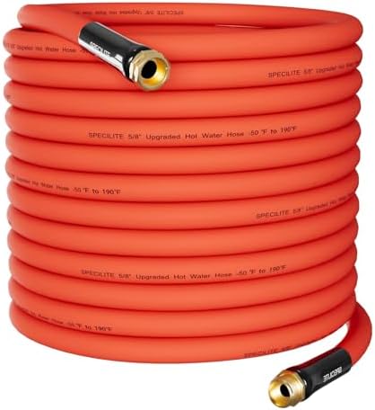 SPECILITE 5/8" x 125FT Hot/Cold Rubber Garden Water Hose, -50℉-190℉, Red