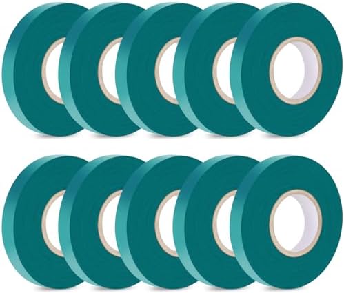 Easytle Stretch Tie Tape Roll, 1/2" 150ft Garden Tie Tape, Thick Sturdy Plant Ribbon Garden Green Vinyl Stake Gardening Tools for Indoor Outdoor Patio Plant Use (10 Pack)