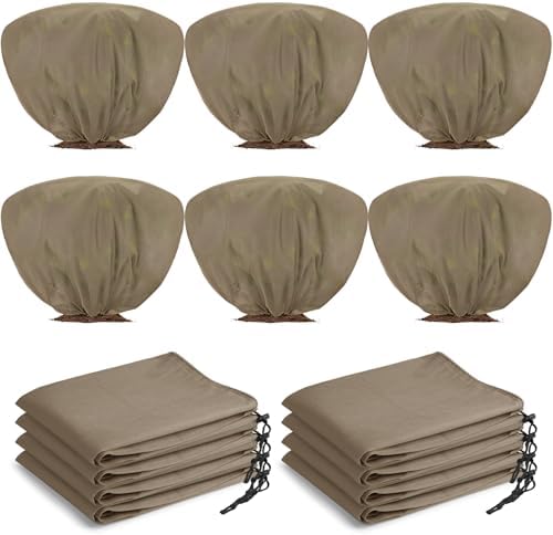 Winter Plant Covers Frost Protection Bags, Brown, 12 Pcs