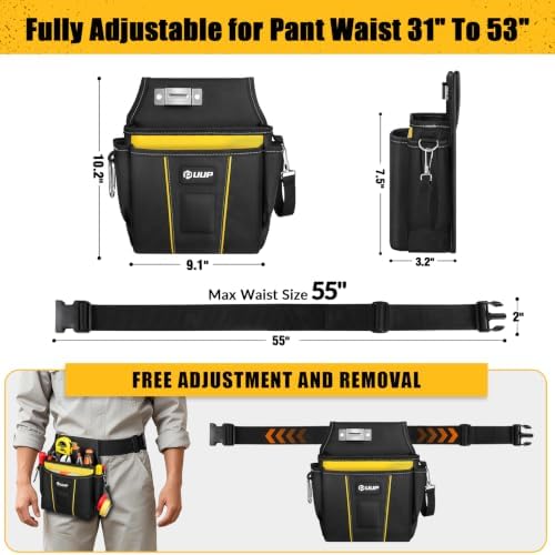 Tool Belt for Men, 10 Pockets Magnetic Tool Pouch Heavy Duty Toolbelt