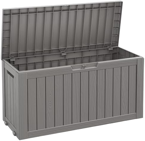 Fancyango 85 Gallon Large Outdoor Storage Deck Box Waterproof, Grey