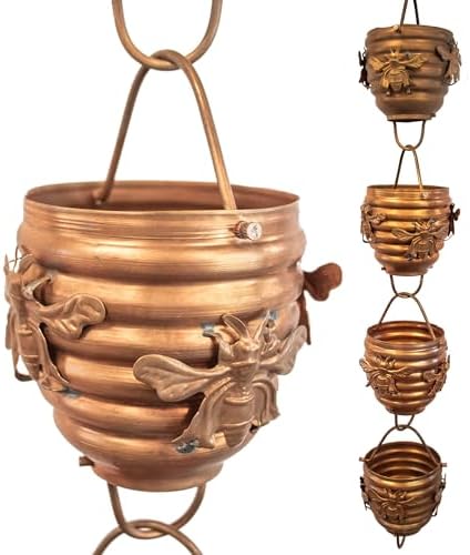 Nutshell Stores Honeybee & Hive Copper Rain Chain - Copper - 18 Feet