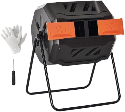 160L Dual Chamber Rotating Composter 360° Tumbler Orange