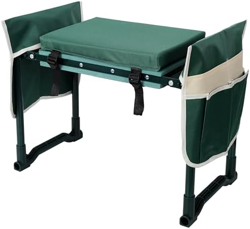 Garden Kneeler and Seat for Seniors with Tool Bag - 330lb Capacity Foldable Garden Stool and Kneeler, Upgraded Bench Kneeler with Padded Seat Green Gardening Kneeling Chair