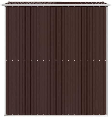 Gecheer Dark Brown Galvanized Steel Garden Shed 192x191x223cm, Outdoor Storage House with Sliding Door & Vent for Lawn Mower, Pool Equipment, Tools, Spacious Metal Utility Shed