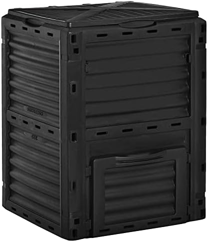 Compost Bin Outdoor 80 Gallon Garden Composter, with 48 Vents and Sliding Doors, Lightweight Outdoor Compost Box for Garden, Kitchen, and Yard Waste, Black