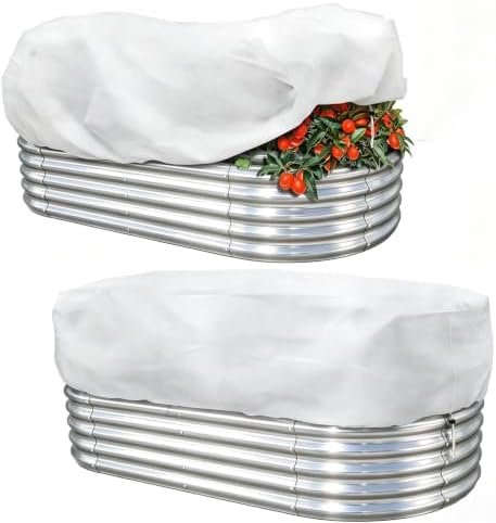 Winter Plant Covers Freeze Protection with Drawstring for Raised Garden Bed