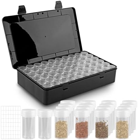 Seed Storage Box with 60 Bottles, Black Opaque Seed Storage Organizer