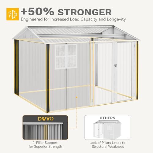 DWVO 10' x 8' Outdoor Storage Shed with Window and Lockable Doors
