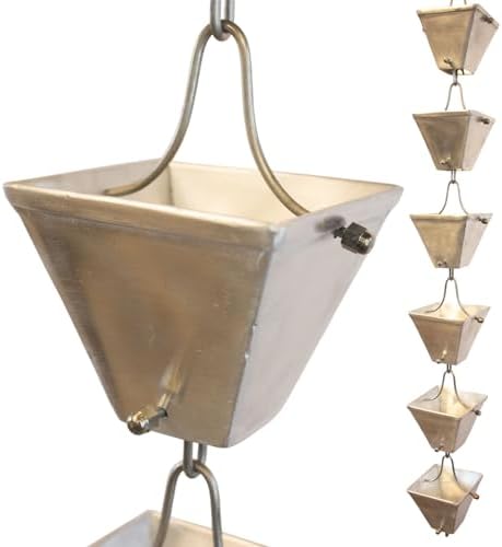 Nutshell Stores Medium Square Cups Rain Chain - Aluminum - 8 Feet