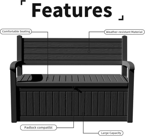 80 Gallon Outdoor Storage Bench Deck Box, Classic Black