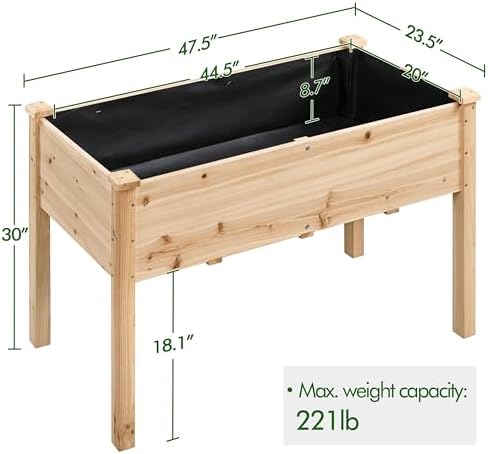 Yaheetech Raised Garden Bed 1Pcs Elevated Wood Planter Box Outdoor, Wood