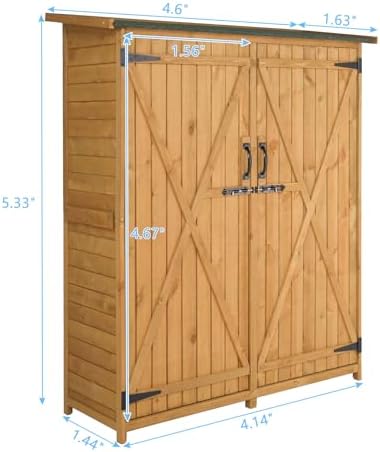 Outvita Outdoor Storage Cabinet with Waterproof Roof for Yard, Natural