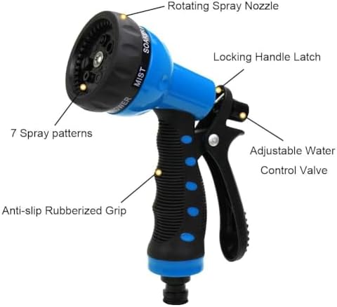 EVA Recoil Garden Hose 25ft - Includes 7 Pattern Spray Nozzle,Retractable Curly Water Hose