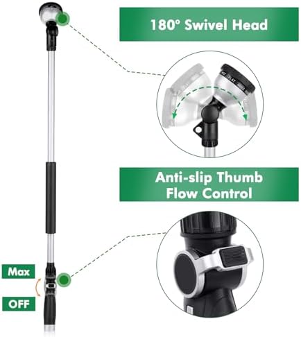 RESTMO 36” Watering Wand for Garden Hose, Heavy Duty Hose Sprayer Nozzle