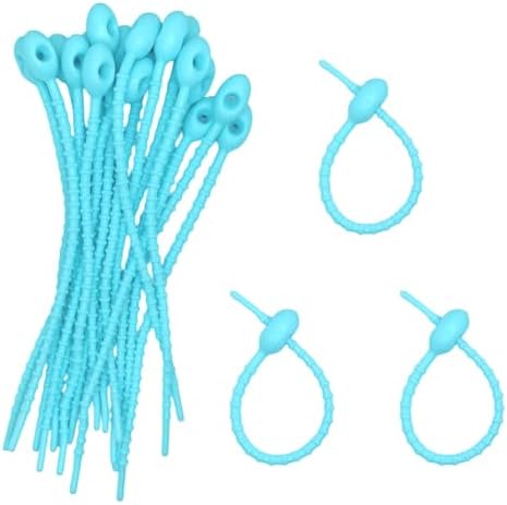 30pcs Silicone Self Locking Reusable Zip Ties for Fixing Bundling Organizing 4.7in Pastel Color Soft Cord Cable Strap Multi Purpose Twist Tie Clip for Garden Plant Home Kitchen Office (Blue)